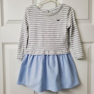 Vineyard Vines Girls Gray And White Strips Two Tone Light Blue Skirt Dress 2T